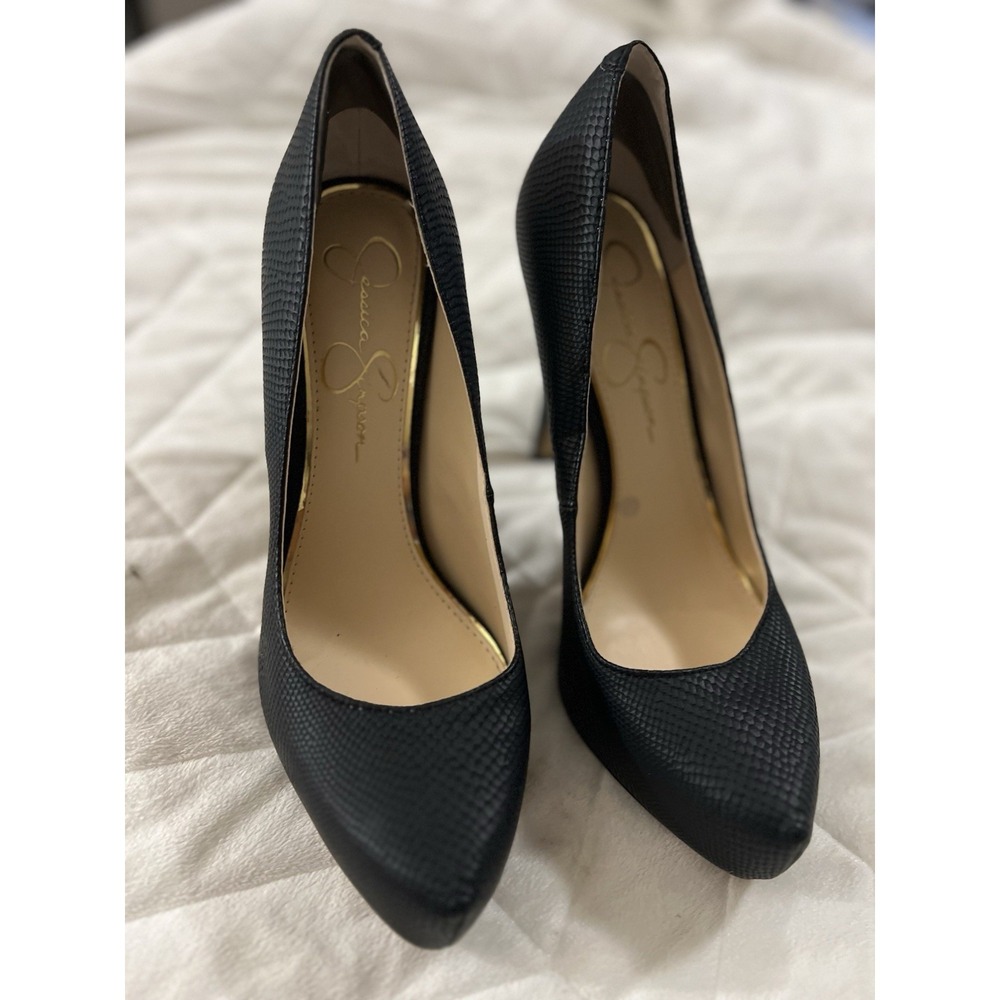 Jessica‎ Simpson Parisah Platform Pump Snake Print Black 8.5